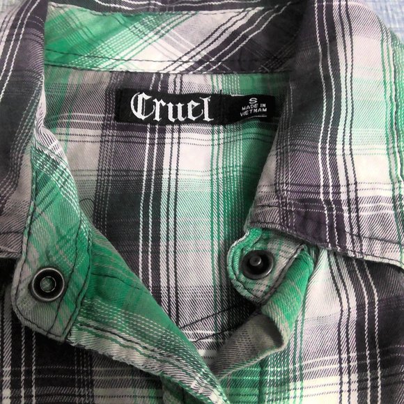 Cruel Girl Western Pearl Snap Flannel Shirt Button Up Plaid Women's Small - Picture 4 of 8